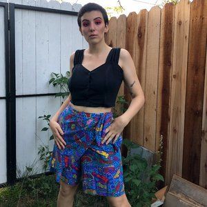 Funky Multi-Colored Fish Cotton Shorts/ Skort